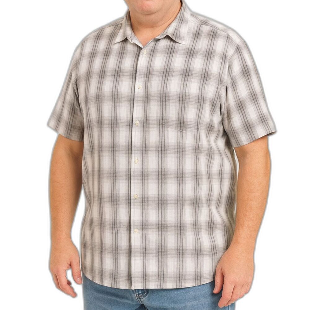 Haggar Cool 18 Tec Men’s Short Sleeve Plaid Button-Up Shirt | Size 2XB